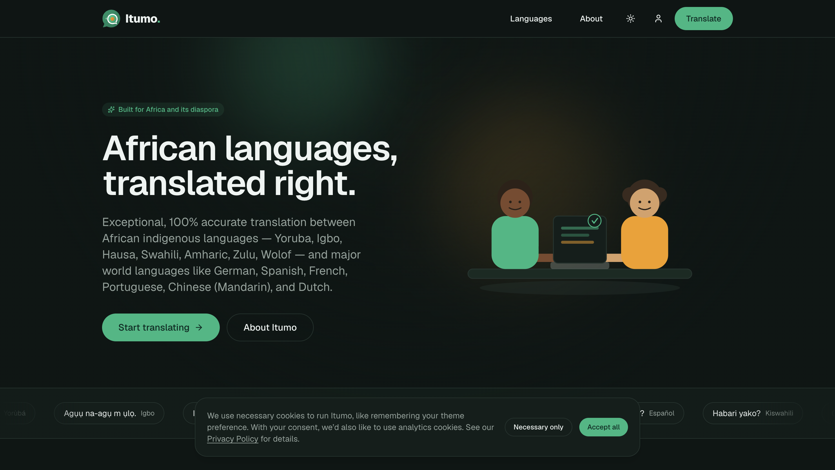 itumo - African languages, translated right.